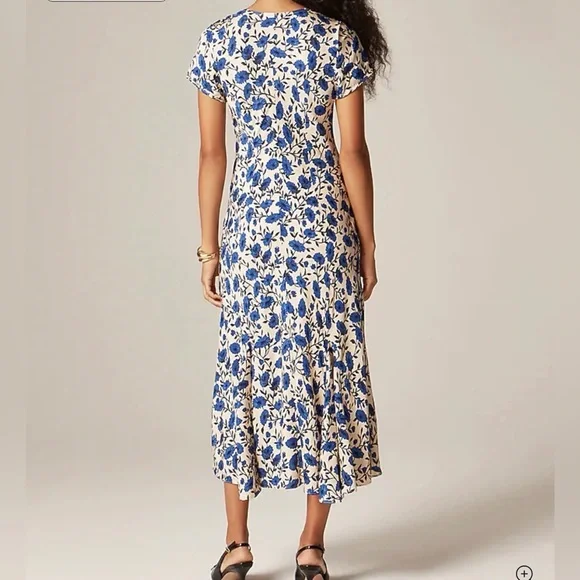 J.Crew Short-sleeve slip dress in indigo daisy print 6 - Picture 3 of 6